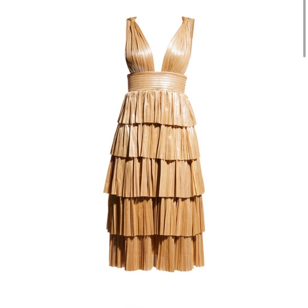 Bronx and Banco Florence Metallic V Neck Midi Dress